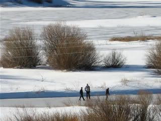 Ice strolling on Big Bear Lake