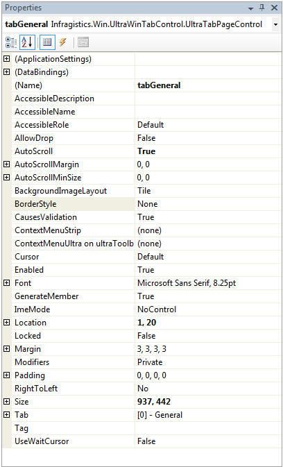 Tab 1 properties