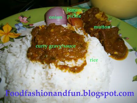 rice,mutton,lemon pickle