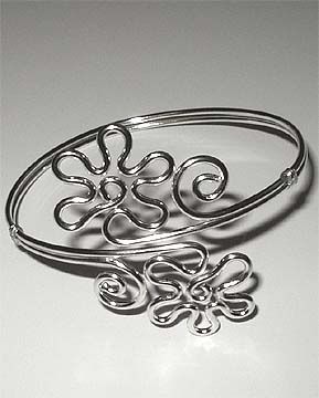silver flower arm bracelet