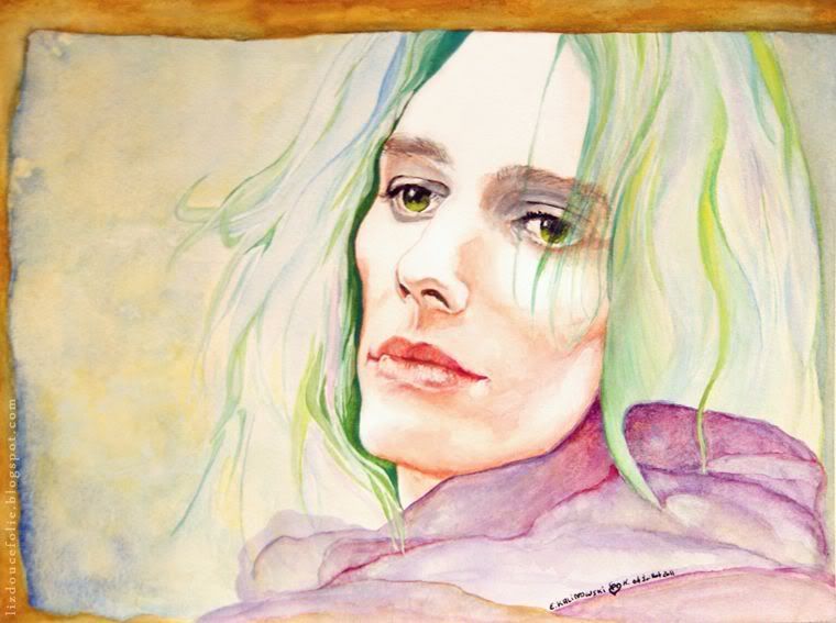 Mélancolie de l'Orchidée aquarelle watercolor portrait fantasy fae
