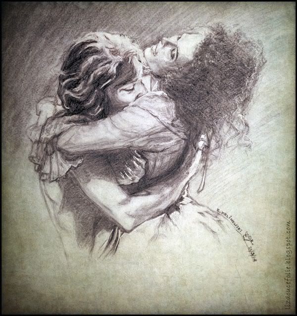 Victor Frankenstein Elizabeth Frankenstein Kenneth Branagh Helena Bonham Carterdouble portrait dessin crayon pensil drawing Mary Shelley