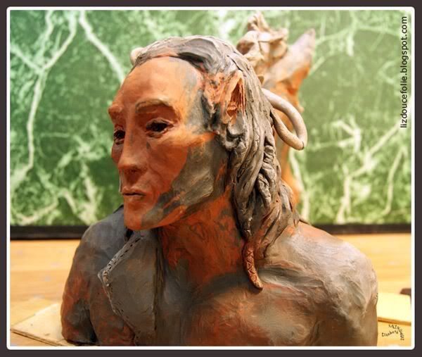 sculpture clay connexion 2eme jet elfe cheval buste argile bicephale