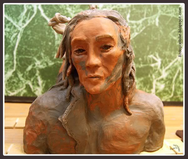 sculpture connexion 2eme jet elfe cheval buste argile en cours