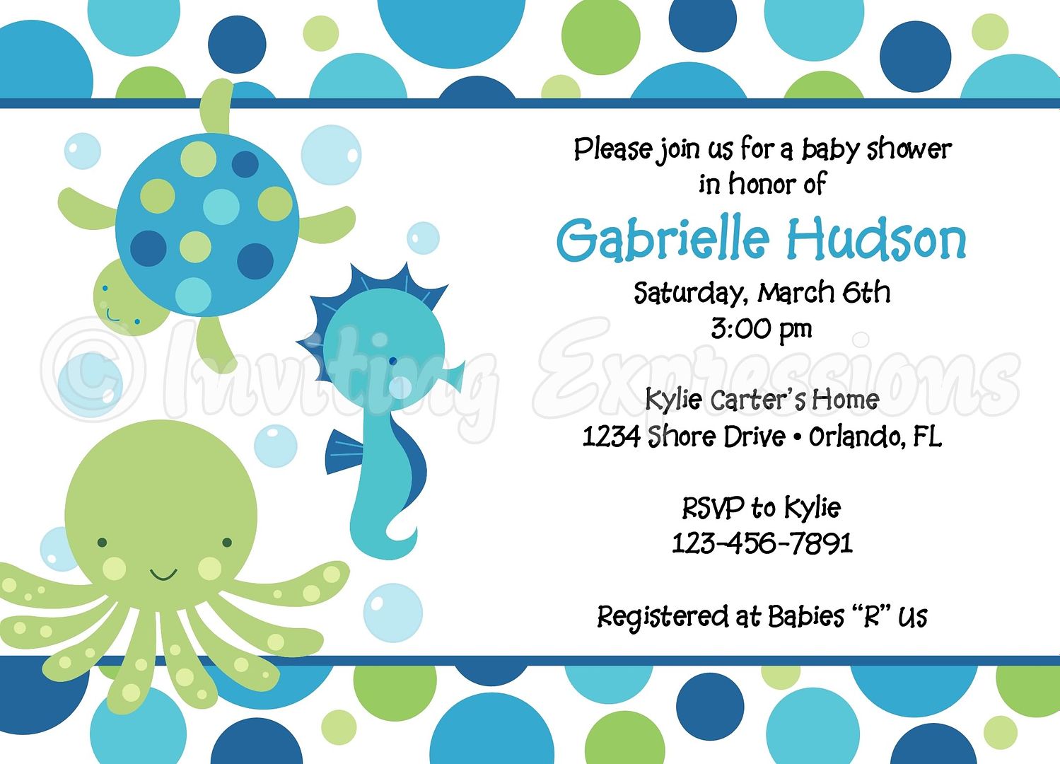 Details about Sea Bubbles Baby Shower Invitations, Ocean Theme