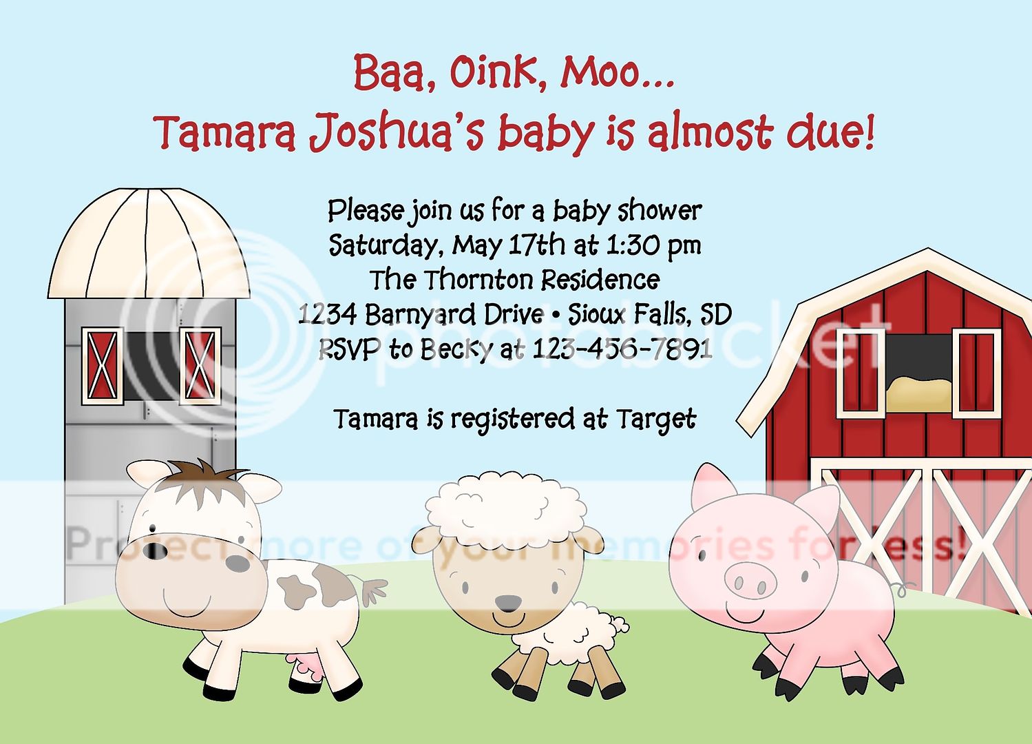 Farm Animals Baby Shower Invitations  