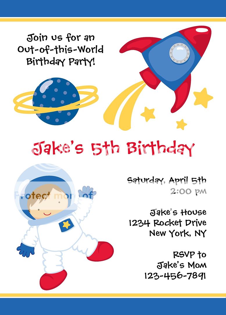 Space Astronaut Birthday Invitations  