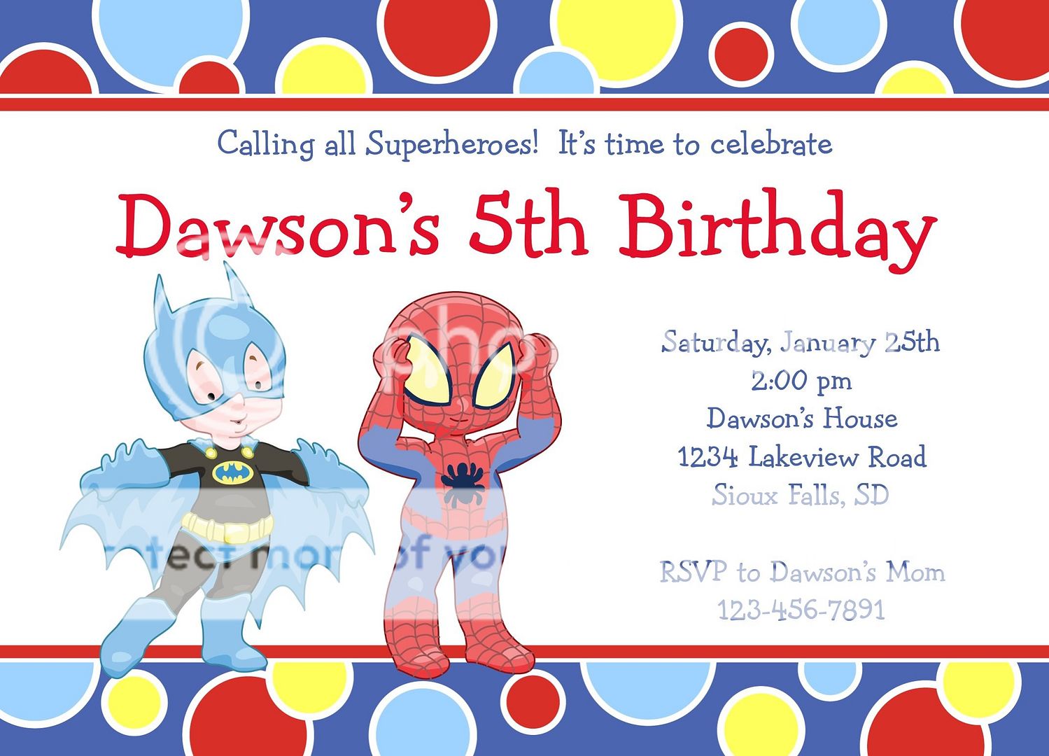 Superhero Boys Birthday Invitations  