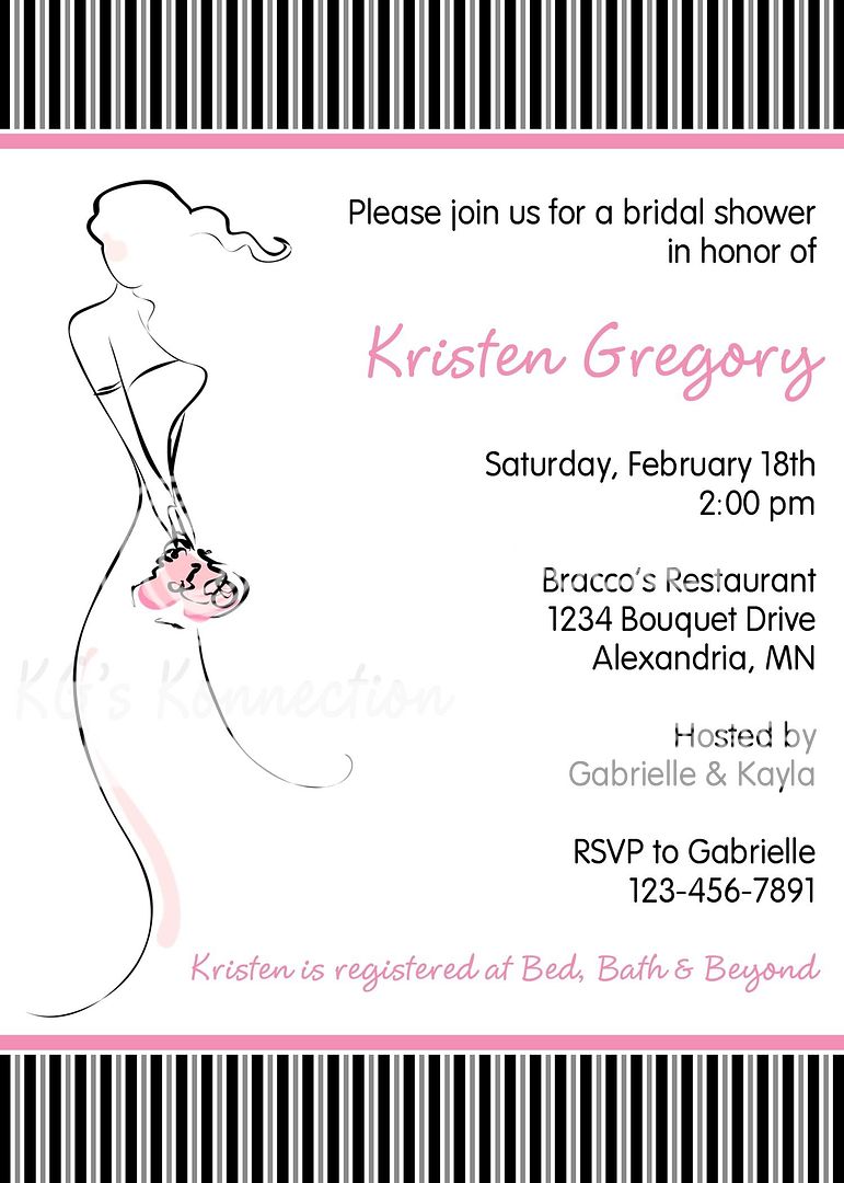 BLUSHING BRIDE Bridal Shower Invitations & Labels PINK  
