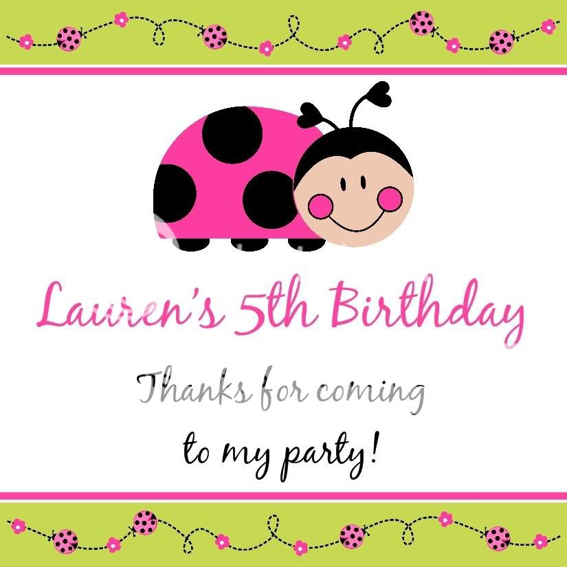 SWEET LADYBUG Birthday Party Favors Favor Tags PINK  