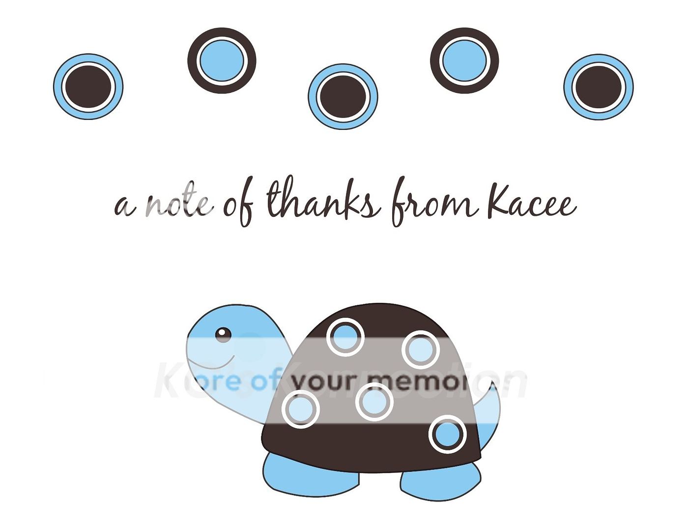 Personalized POLKA DOT TURTLE Thank You Note Cards BLUE  