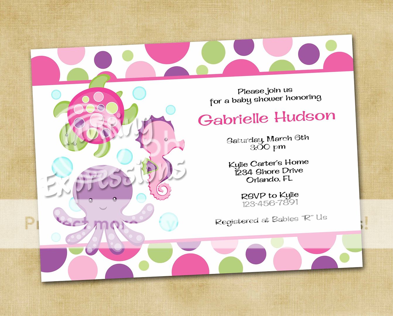 Sea Bubbles Baby Shower Invitations   Pink  