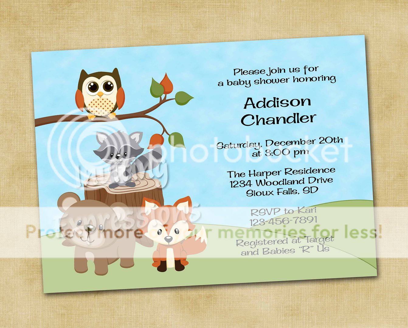 Woodland Forest Friends Baby Shower Invitations  