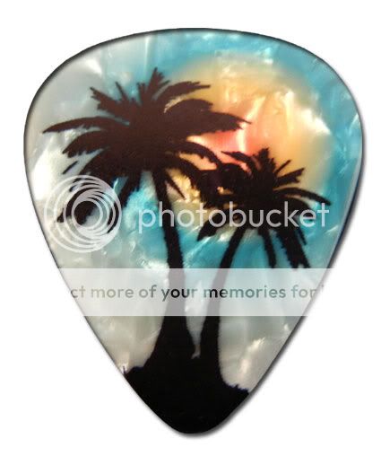 PALM TREE PEARL Medium Celluloid Tropical GUITAR PICK NECKLACE Leather 